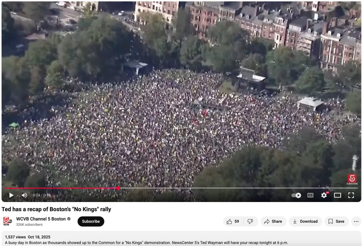 Grok has once again misled X users by falsely claiming that this viral video of crowds at yesterday's "No Kings" protest in Boston - which ran on Ali Velshi's programme on MSNBC - is from 2017. This has led to some users genuinely beliving tha the video is old.

But Grok's