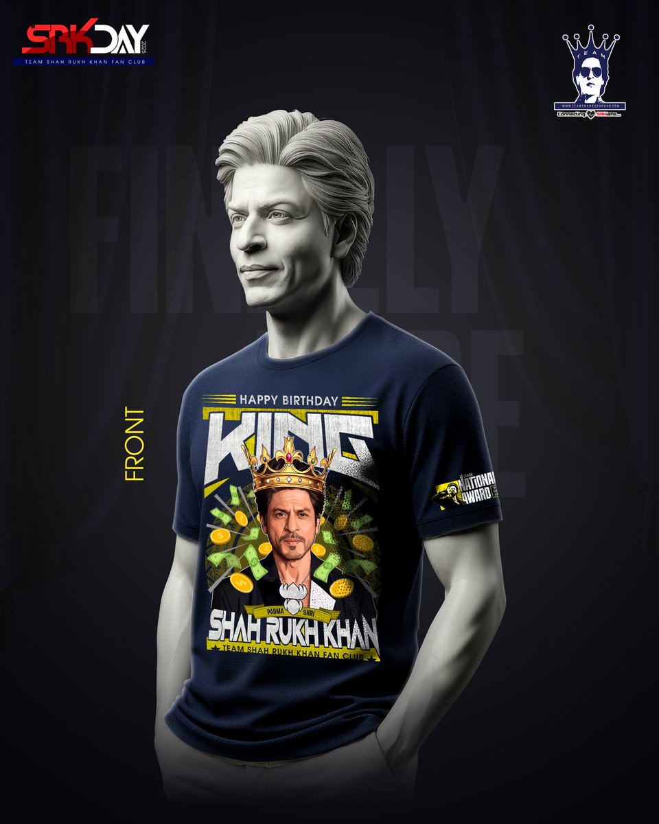 ArifMohammadSRK's tweet photo. 👑✨ The KING has arrived in style! ✨👑

This SRK Day, wear your love, wear your pride, wear the CROWN! 💥

@RedChilliesEnt @iamsrk @iamsrkclub @teamsrkfc 

The most awaited #SRKDay T-shirt is here – bold, royal &amp; unforgettable, just like the man himself ❤️

#SRK #ShahRukhKhan https://t.co/mEmwcYJ89Q