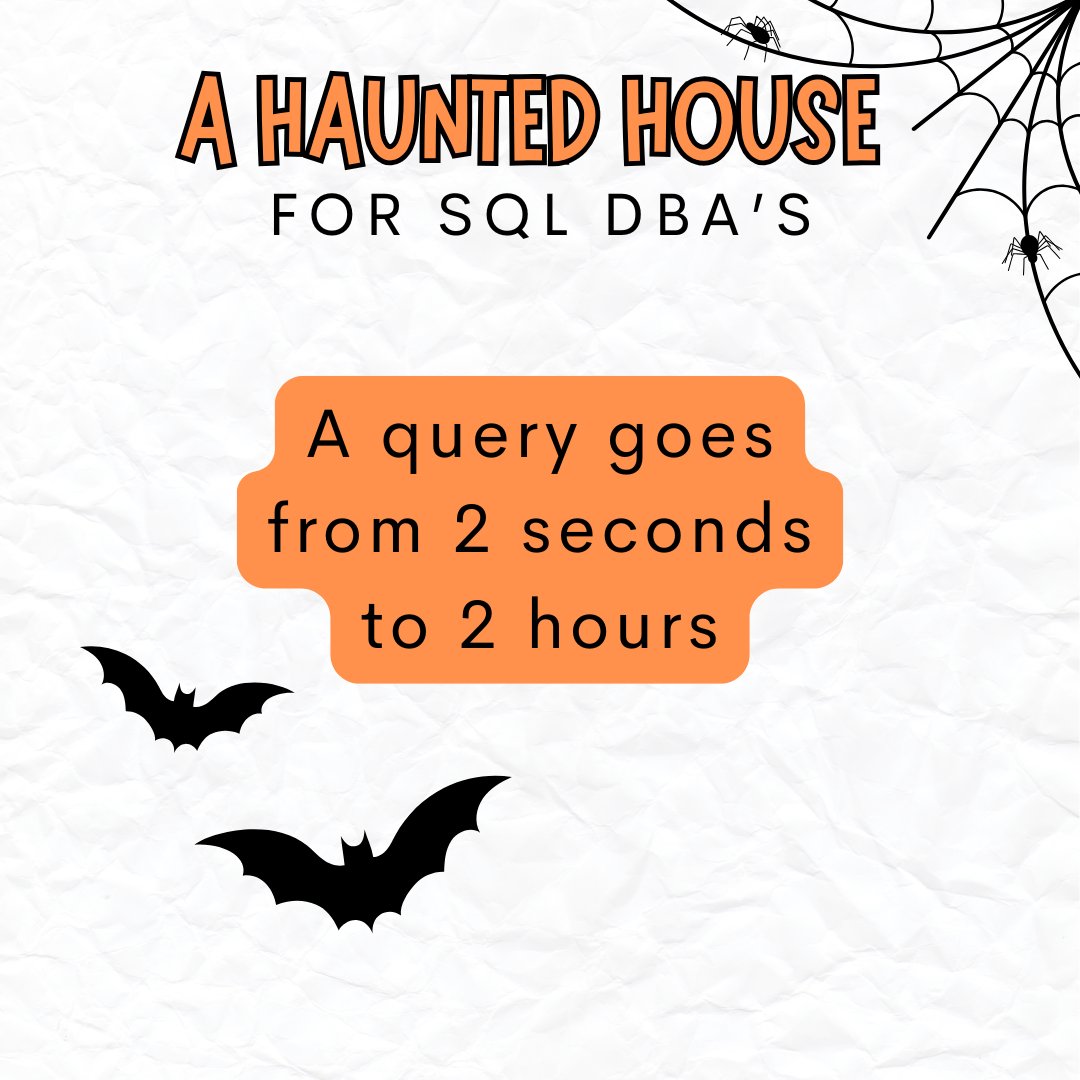 SQLGroup's tweet image. Inside every SQL DBA’s haunted house: missing backups, bad queries, and data deletes gone wrong.
#SQLServer #DatabaseAdministration #DBA #SQLPerformance #QueryStore #ExtendedEvents #PerformanceTuning #DatabaseRecovery #SQLCommunity #MicrosoftSQLServer