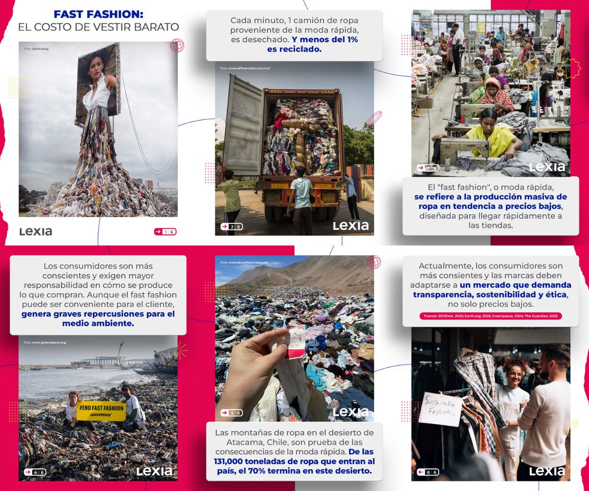 LEXIAGlobal's tweet image. El fast fashion nos ofrece tendencias baratas, pero el planeta paga el precio.  

#ModaSostenible #ConsumoResponsable #ImpactoAmbiental #FastFashionEsMalo #CambiaLaModa