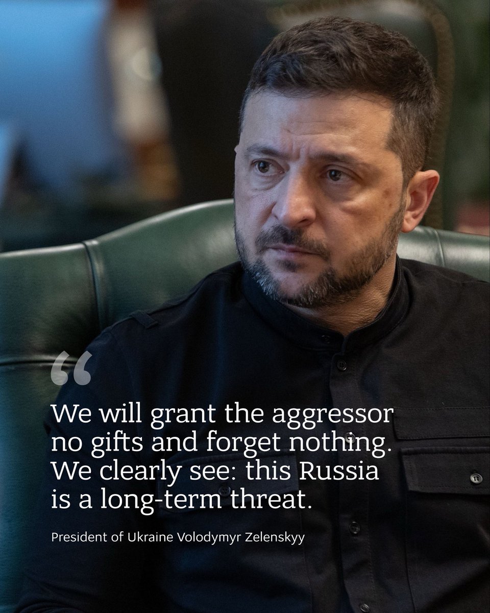 President of Ukraine Volodymyr Zelenskyy underscored the importance of ensuring a common position to apply the right kind of pressure on Russia, emphasizing that terrorists must never be rewarded for their crimes.

💬 "We will grant the aggressor no gifts and forget nothing. We