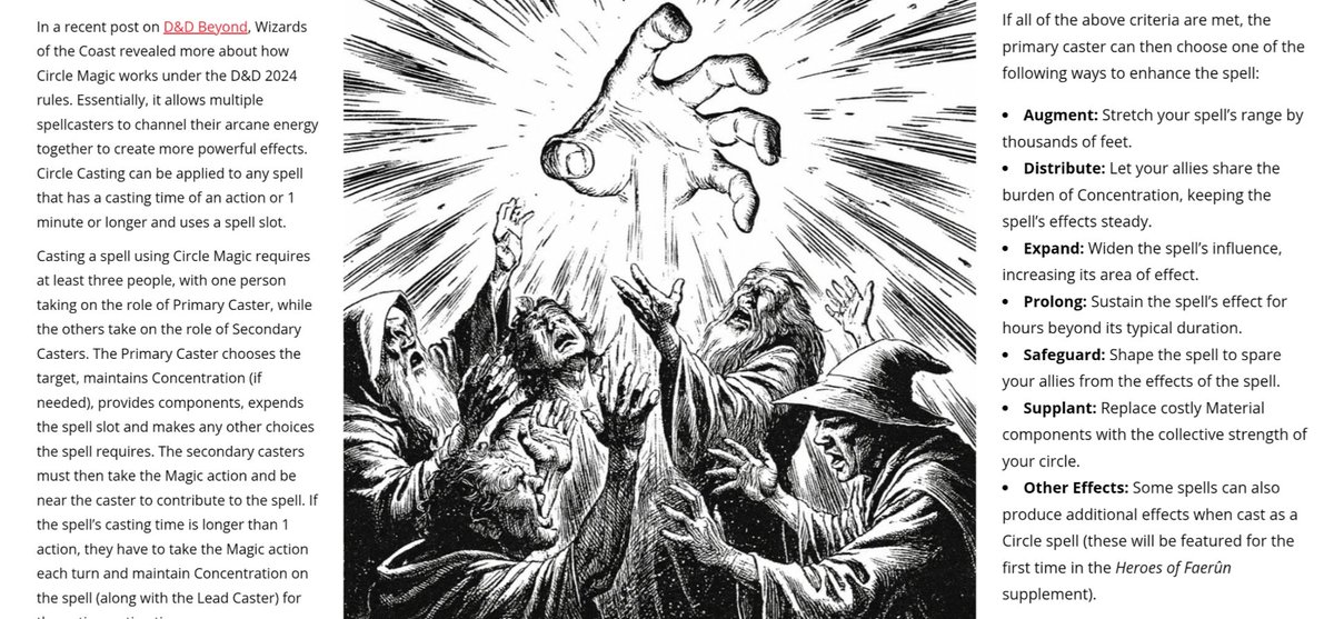 dLsd_25's tweet photo. Wizards (of the Coast) announces a newly codified "Circle Jerk" spell, wherein a group of spell-casters can combine their art to amplify a spell.

While this isn't a new concept in literature, or tabletop gaming, I'm curious if, or how, you've house-ruled the idea?

#WhatDo #How4 https://t.co/ypmGpjjspH