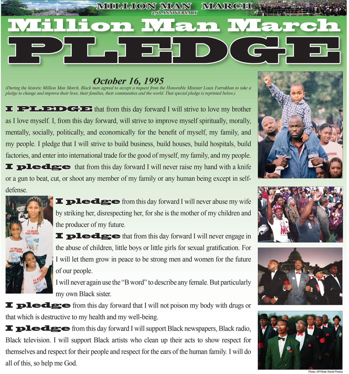 Now being read: The Million Man March pledge. #Farrakhan #HDOA25