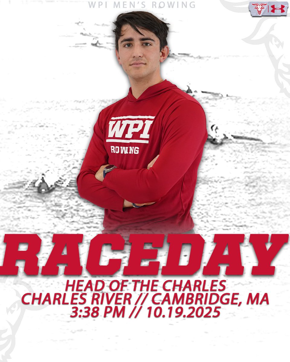 WPIAthletics's tweet image. 🔴RACEDAY🔴

@WPIMRowing hits the Charles River for the Head of the Charles as the Varsity Eight starts moving at 3:38pm! 

Video, results, info ⬇️
📺-tinyurl.com/bdhs2k3r
📊-tinyurl.com/bdh6rbu5
ℹ️-hocr.org

🚣‍♀️x🐐
#GoatNation #d3row