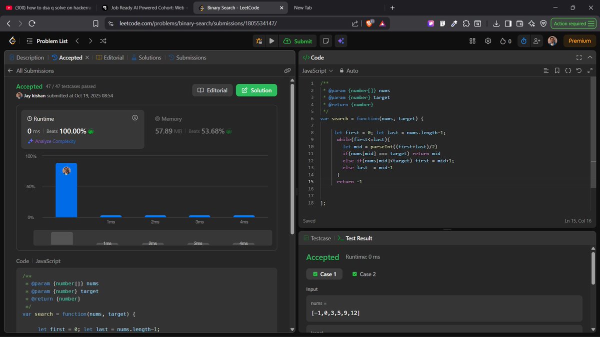 JKNishad119301's tweet image. ✅ Q97. Binary Search
✅ Q98. Search Insert Position
✅ Q99. First & Last Position
✅ Q100. Find Occurrences (Homework)
#100DaysOfCode #LeetCode #JavaScript #CodingJourney #ProblemSolving #TechTwitter