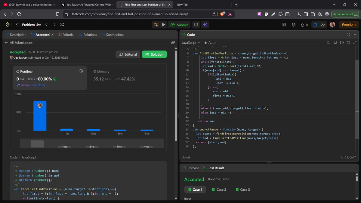 JKNishad119301's tweet image. ✅ Q97. Binary Search
✅ Q98. Search Insert Position
✅ Q99. First & Last Position
✅ Q100. Find Occurrences (Homework)
#100DaysOfCode #LeetCode #JavaScript #CodingJourney #ProblemSolving #TechTwitter