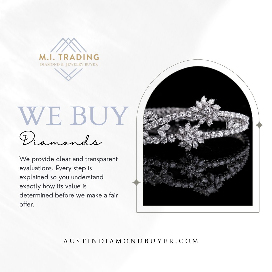 m_itrading's tweet image. Certified diamond, or one set in an engagement ring you no longer wear, we’re here to evaluate it with honesty and care. 📞 512-905-7200 #mitrading #jewelry #4cs #diamonds #diamondsforcash #diamondbuyer #preciousdiamonds #selldiamonds #diamondexperts #diamondsandquality