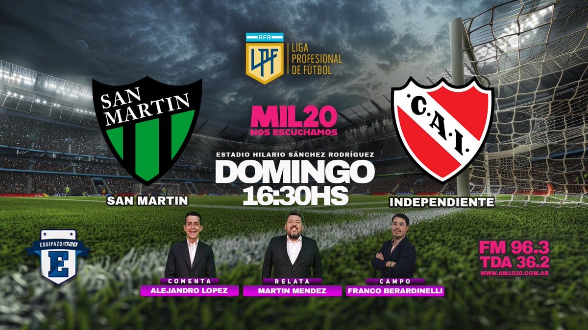 gdtoledano's tweet photo. FM96.3 📻🎙️⚽️juega @CASanMartinSJ y #equipazo lo transmite 💪✨ https://t.co/AHFM1RwGwO