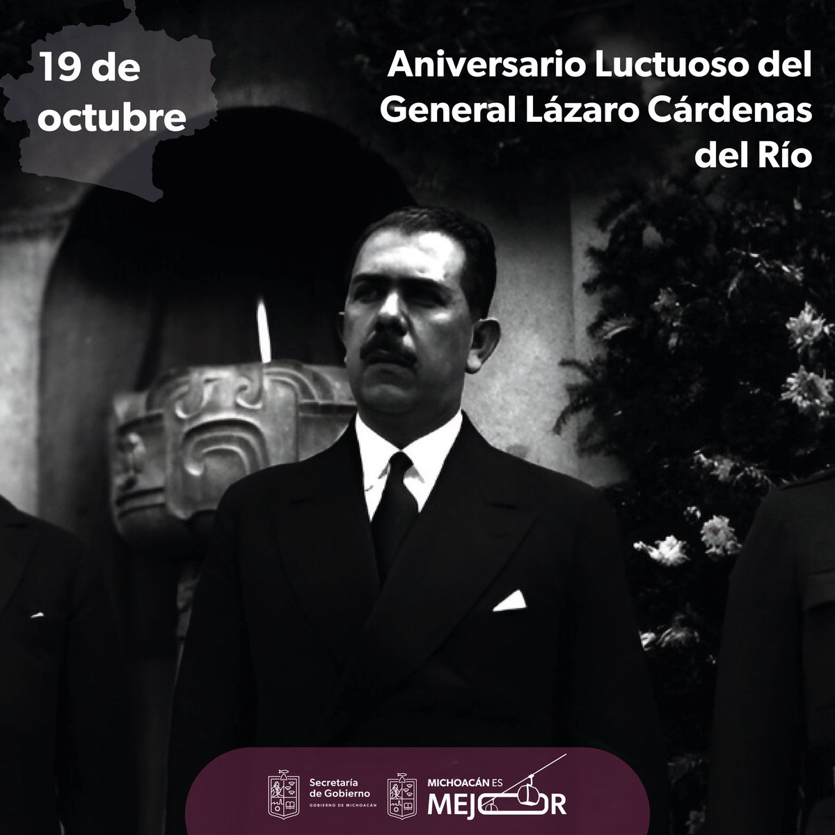 Conmemoramos el aniversario luctuoso del General Lázaro Cárdenas del Río, destacado michoacano y expresidente de México. Su legado y visión de justicia social siguen vivos en la historia de nuestro país.   

#MichoacánEsMejor