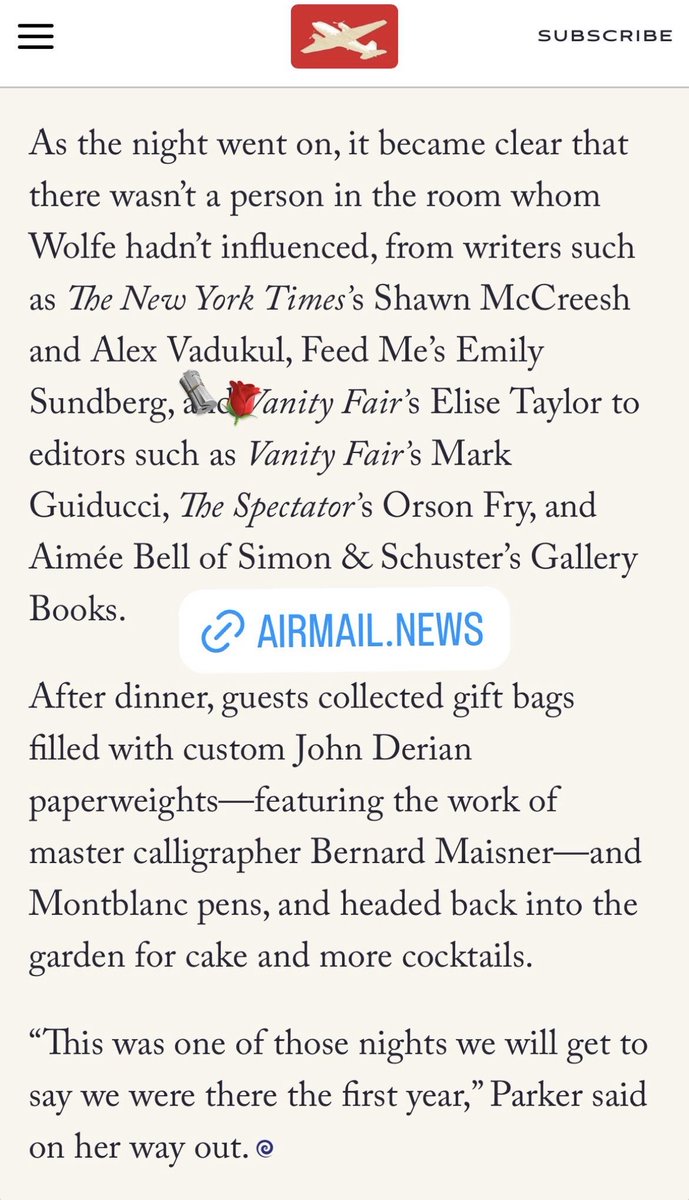 Felt honored to attend the inaugural Tom Wolfe Prizes for Fiction &amp; Reportage. A special New York evening 🗞️🌹🗞️

airmail.news/issues/2025-10…