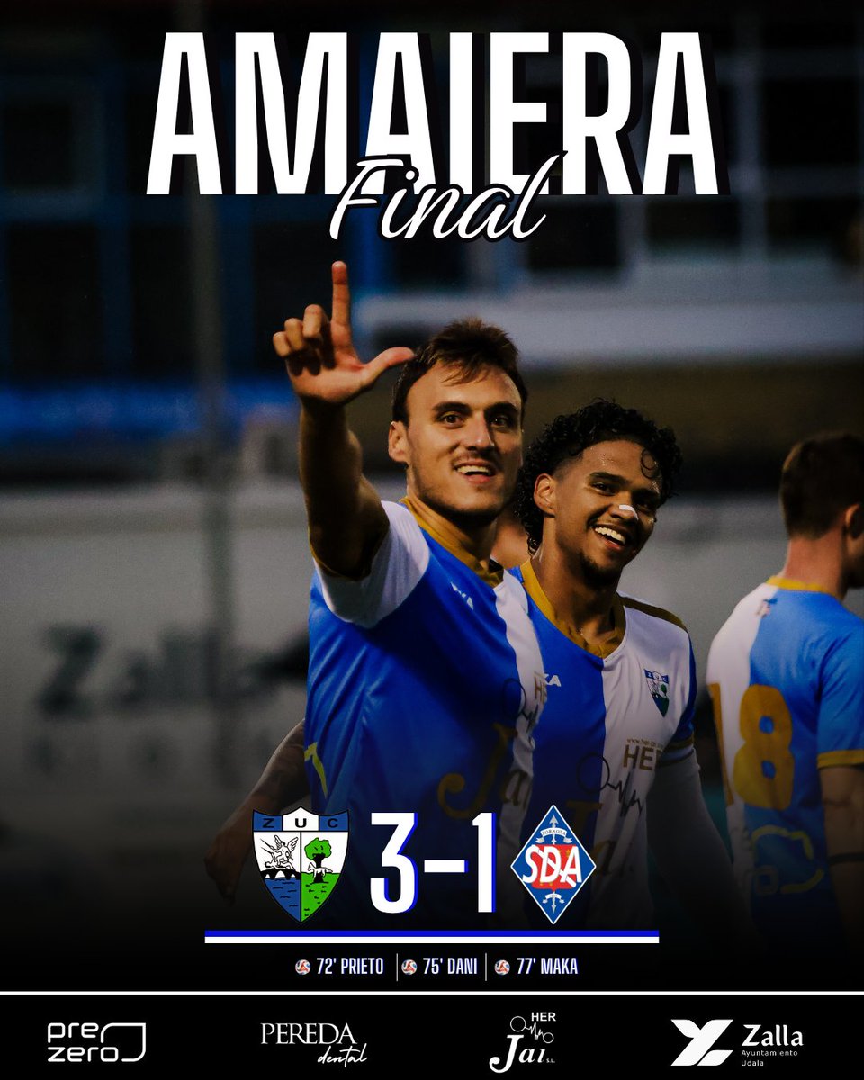 ZALLAUC's tweet photo. 𝐙𝐀𝐋𝐋𝐀 𝟑-𝟏 𝐀𝐌𝐎𝐑𝐄𝐁𝐈𝐄𝐓𝐀 "𝐁"

Gran remontada del equipo en 5 minutos donde logramos 3 puntos importantes🔵⚪️

⚽️ Xabi Prieto
⚽️ Dani
⚽️ Maka

📸@gorkaurietaphoto

#zallaamorebietab
#zallagugara 
#ZallaUC https://t.co/Pkz5vw4nxU