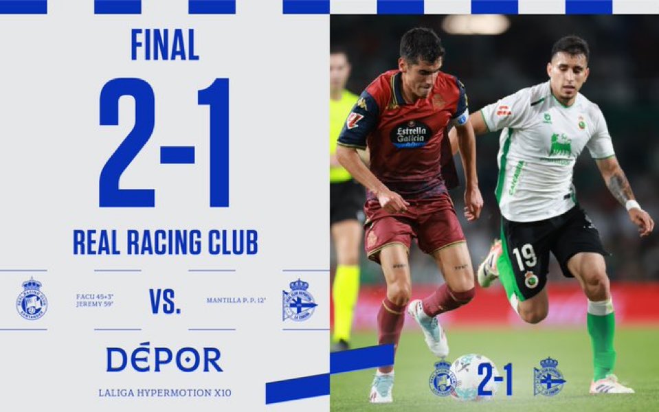 Defeat in Santander.

#RacingDépor #LaLigaHypermotion