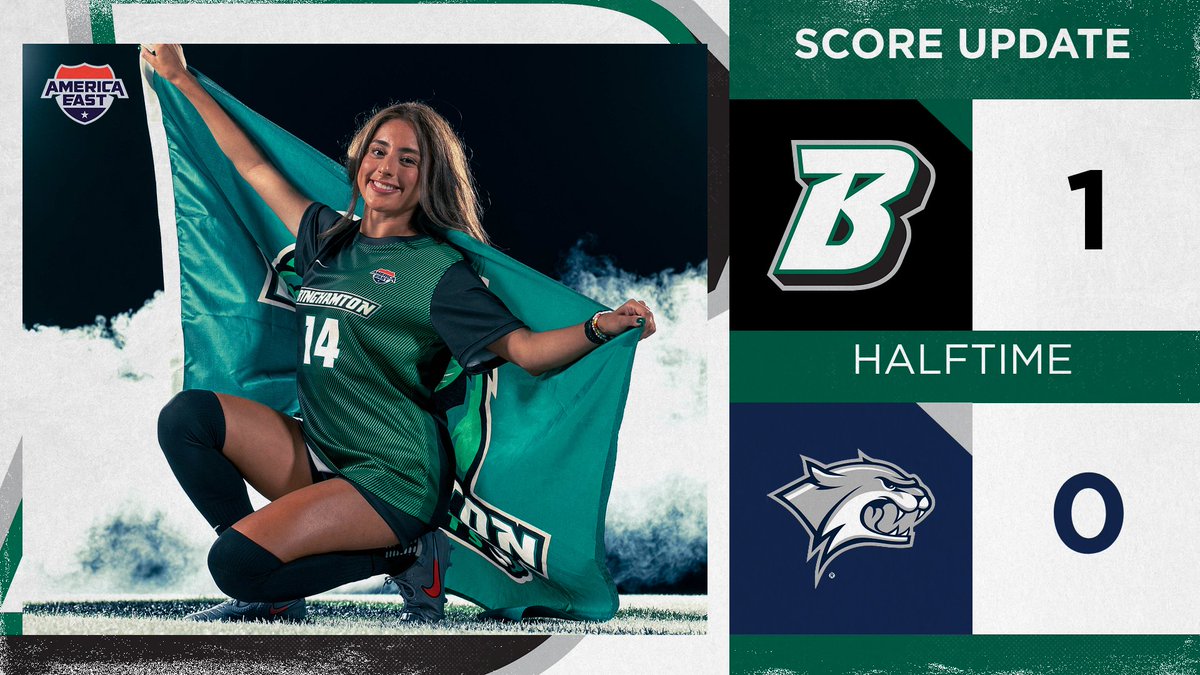 BinghamtonWSOC's tweet photo. Martillo goal in 36th minute gives Bearcats the edge at half. Binghamton with a 14-3 shots cushion.
#ONEBinghamton https://t.co/6G4ezXoGUl