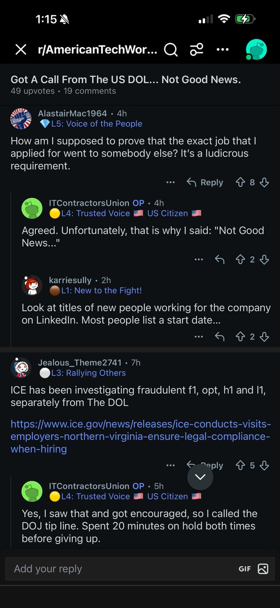 mangolassi93's tweet image. @USDOL @SecretaryLCD this is #OperationFirewall? 

A Redditor filed a report with DOL who called and said: 

To trigger an investigation by the DOL, you have to show that a job you applied for and were qualified, was actually given to an H1B. 

Very hard requirement. Not good…