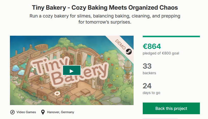 ZailDev's tweet image. We did it, everyone! Tiny Bakery is becoming a reality ✨🎉
Huge thanks to everyone who’s supported us already, played the demo, or shared feedback! If you haven’t yet, check out the Kickstarter, join our Discord, or play the demo on Steam 💕🍰✨

kickstarter.com/projects/bubbl…
#gamedev