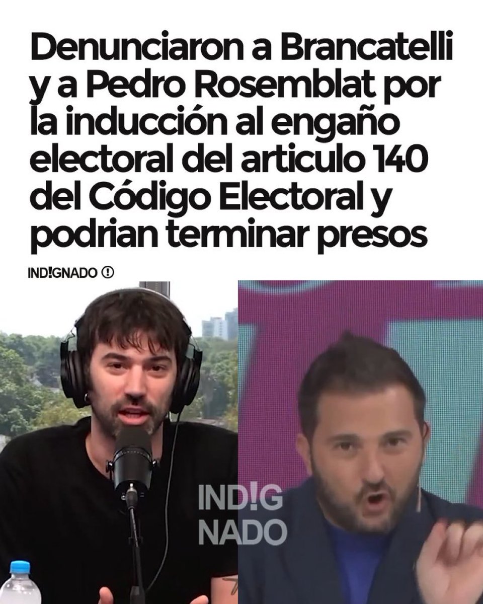 RT y comenta si queres presos a Brancatelli y a Pedro Rosemblat {novio de Lali) por la inducción al engaño electoral del articulo 140 del Código Nacional Electoral. #FuerzaNarco