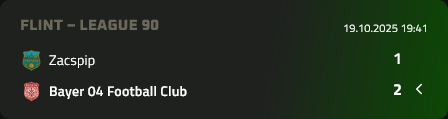 Spieltag 5 bei <a href="/playMFL/">MFL</a> 

Knappes Ding gegen den 3. der Liga. 
Nach der HZ das Spiel gedreht und den 5. Sieg in Folge eingefahren! 

We move 💪