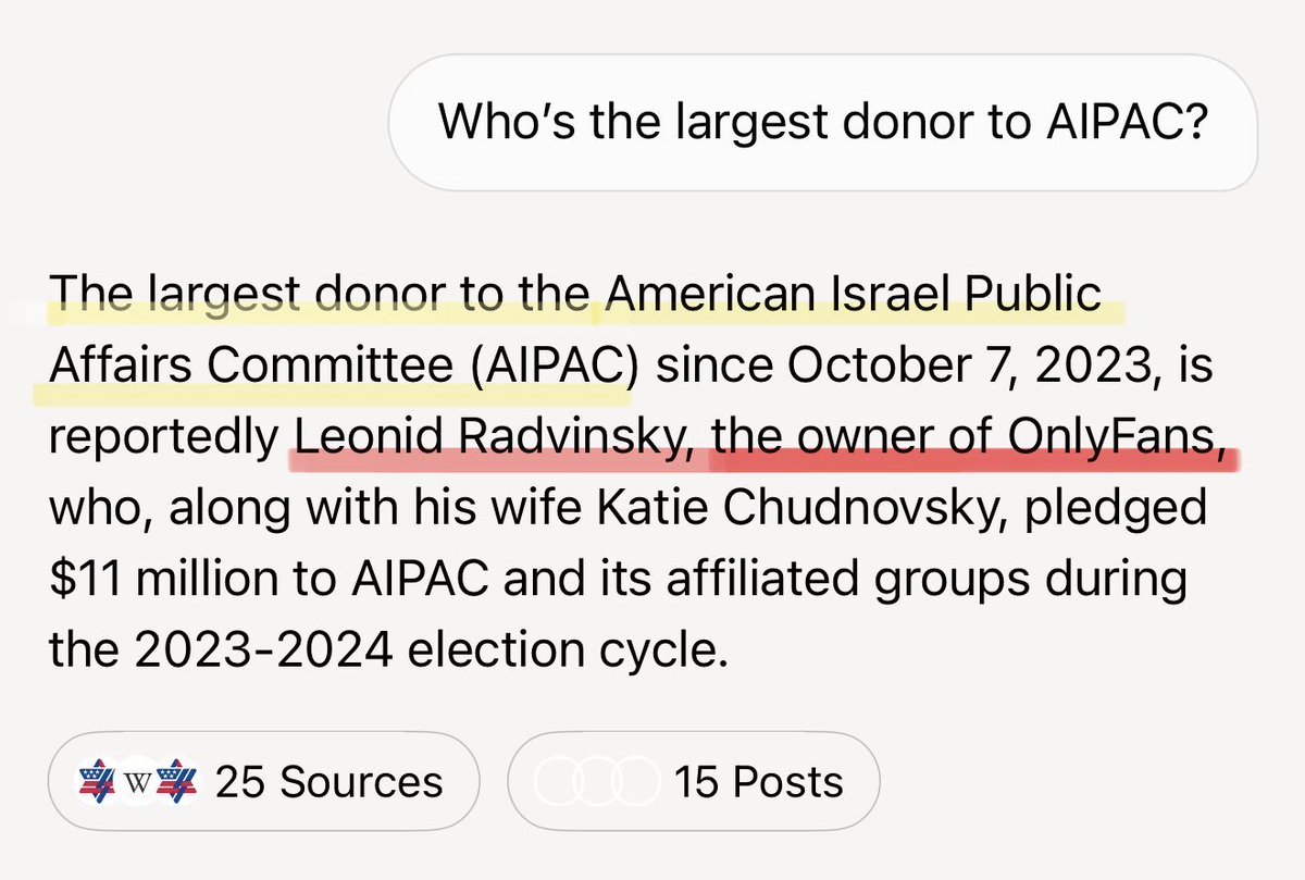 Only Fans is the largest donor to AIPAC. 

Imagine that.