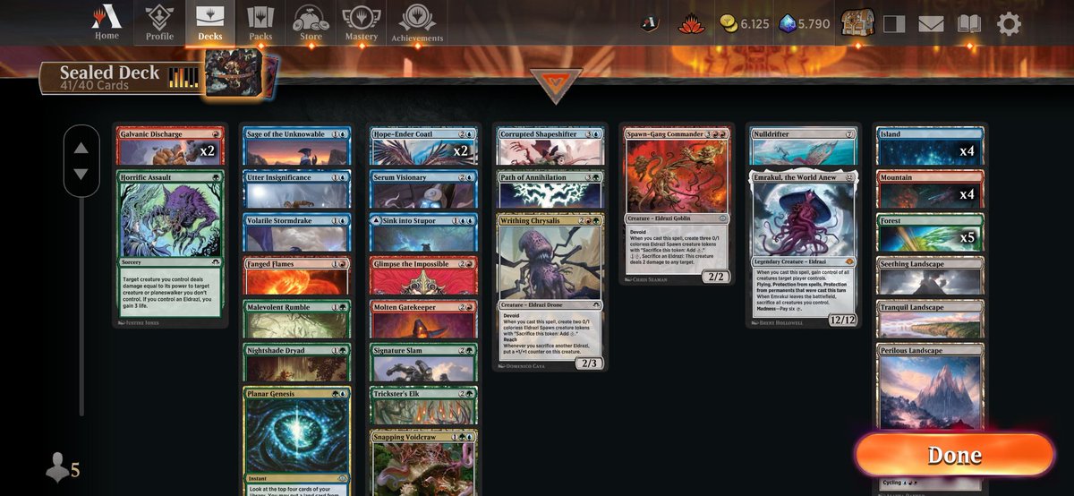 Dirty0wlMtg's tweet photo. After 3 5-2 in a row, I won both boxes with this beauty, adding to the two I got yesterday. What a fantastic weekend! #ArenaDirect #MTGArena https://t.co/K1bwvX36ZN
