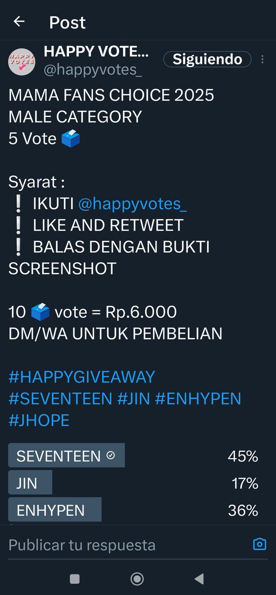 Marmy_2019's tweet photo. @happyvotes_ #SEVENTEEN https://t.co/f6wFimiCpK