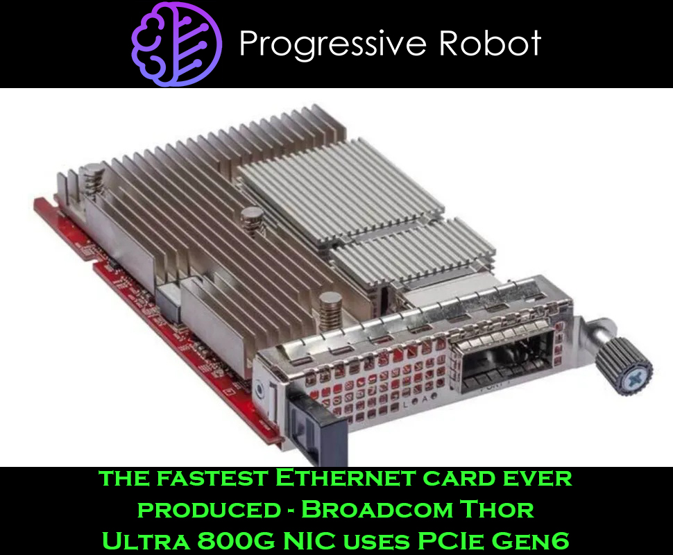ProgresiveRobot's tweet image. 🚀 Meet the fastest Ethernet card ever built — Broadcom Thor Ultra 800G NIC.
Designed for the AI era with PCIe Gen6 x16 power, redefining data throughput and packet control for next-gen AI data centers. ⚡
#Broadcom #Ethernet #AIInfrastructure #PCIeGen6 #DataCenter #Networking