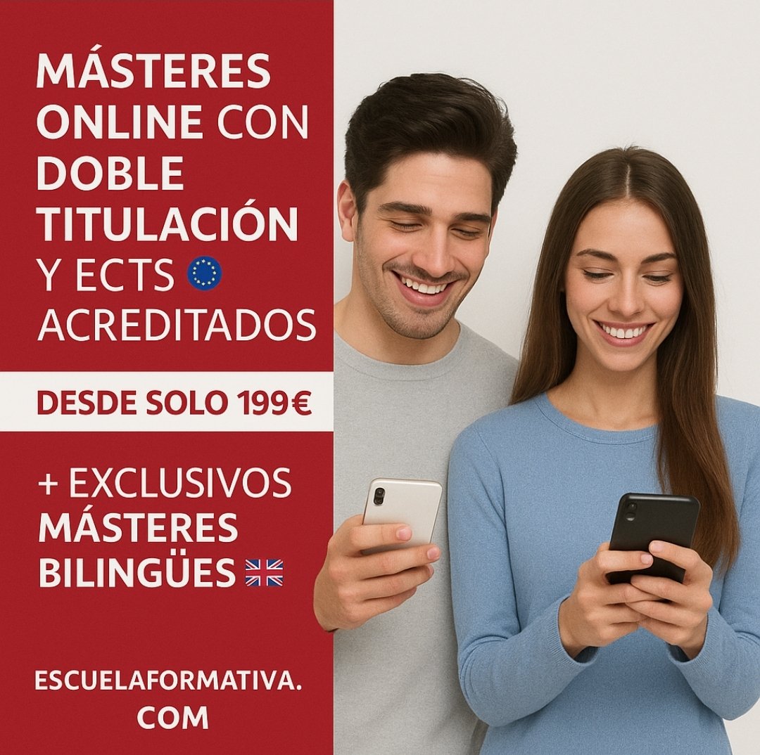 EscuelaIntForm's tweet image. 👉🏼 escuelaformativa.com
#Máster #Formación #CursoOnline #ECTS
