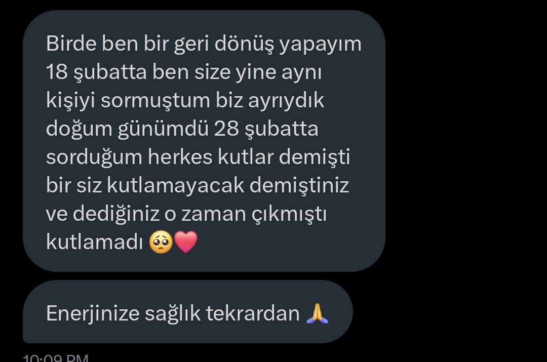 Yardım etkinliği sayesinde geçmişten çok güzel bir dönüş aldım. Umarım bu sefer daha güzel haberlerini alırım ❤️