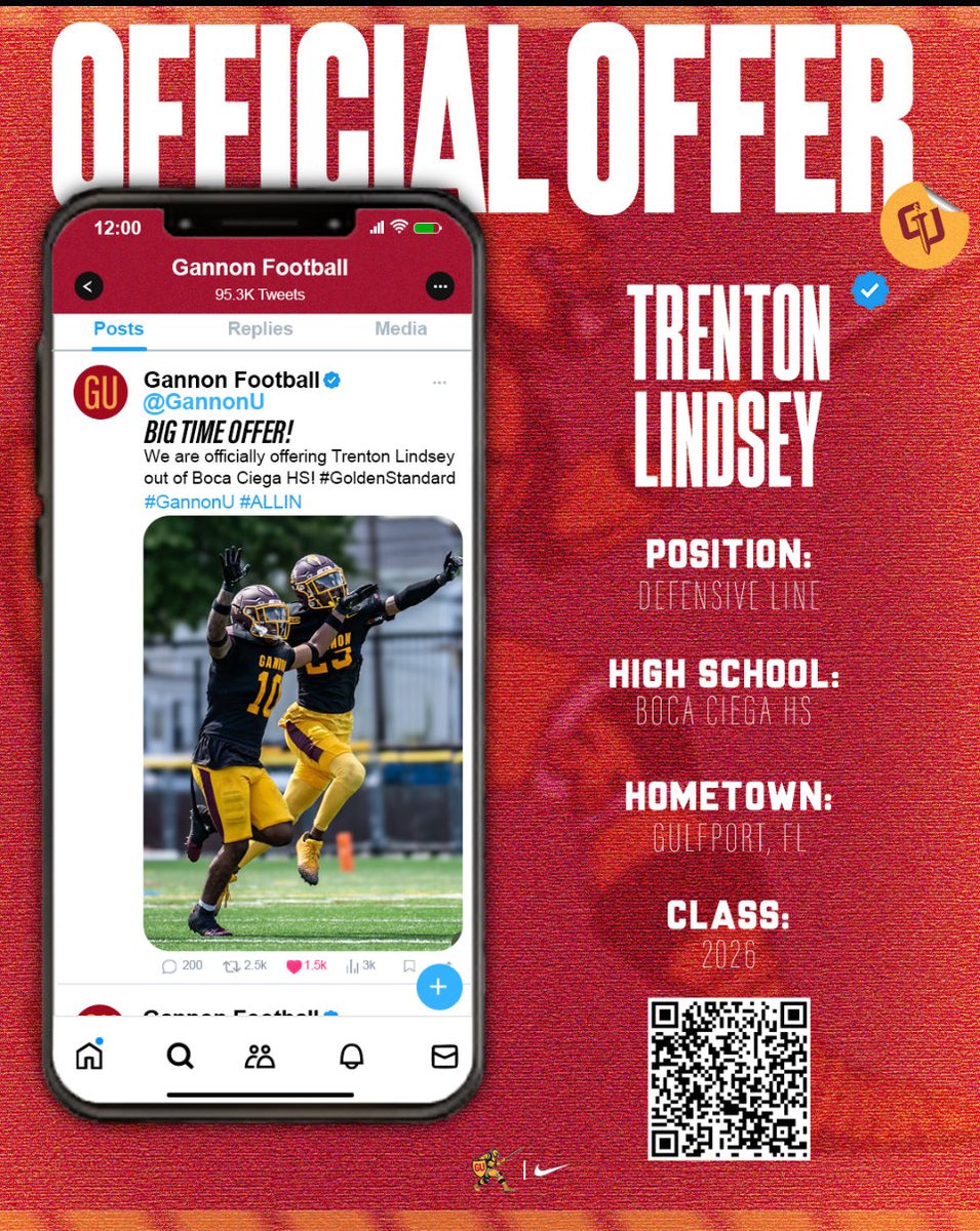 #AGTG After a great conversation with <a href="/Coach_KuligJ/">Jake Kulig</a> I have been blessed to receive my first D2 offer from Gannon University knights ⚔️⚔️⚔️⚔️. Let’s work!!!
<a href="/FootballGannon/">Gannon Football</a>