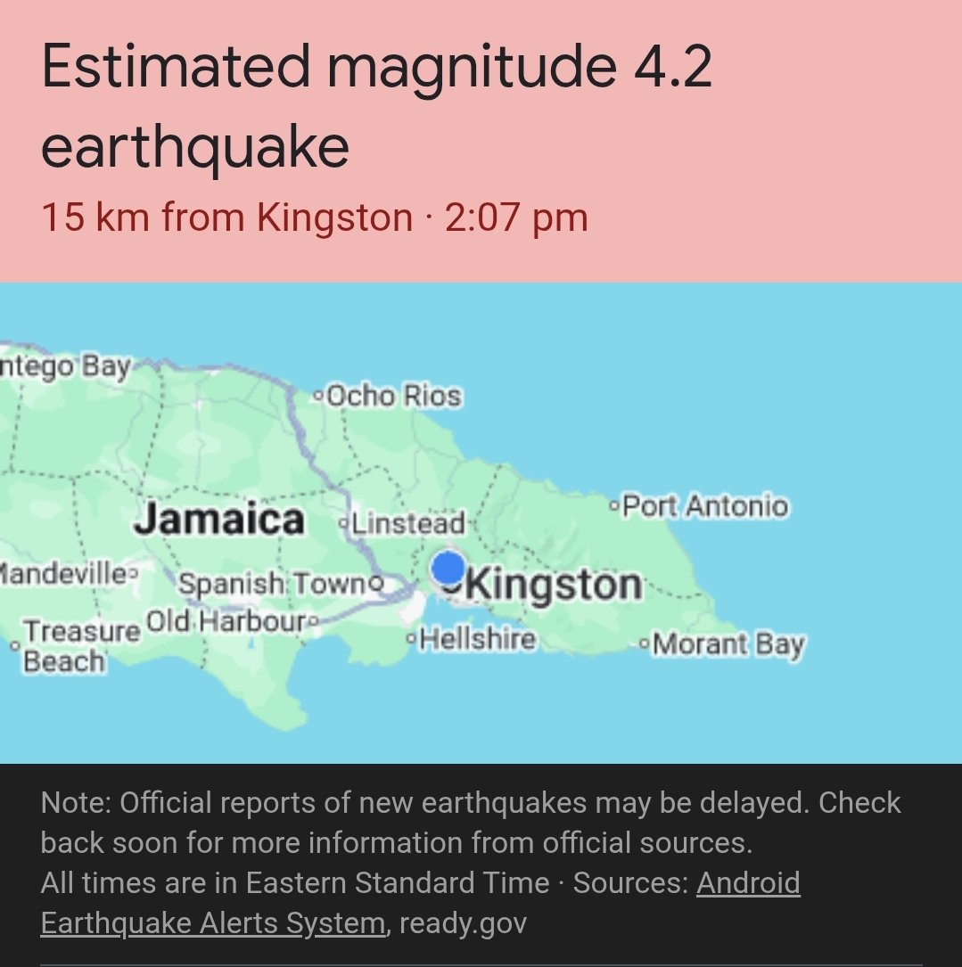 Earthquake felt in Eastern parts of Jamaica just now. 

Initial estimates put quake at 4.2 magnitude.