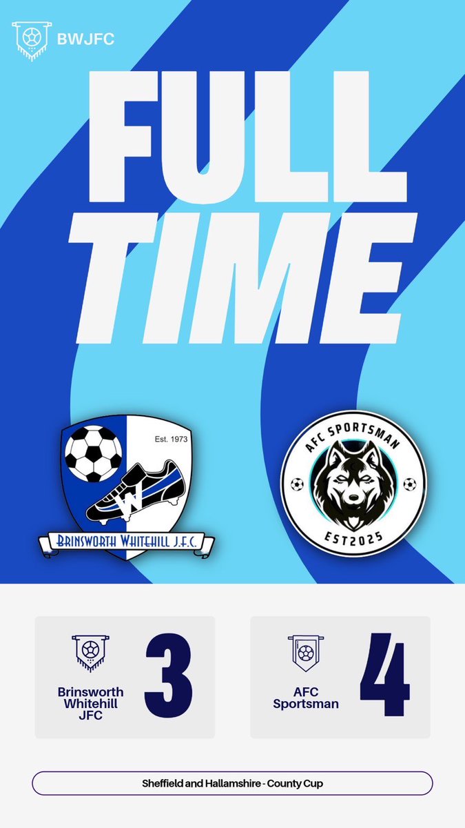 Disappointing result today which saw us exit the cup, we go again next week ⚽️🔵⚪️

Goalscorer
<a href="/DJG_2002/">Dillon Gregory</a> ⚽️⚽️⚽️

MOTM
@Slinn73386878 &amp; <a href="/DJG_2002/">Dillon Gregory</a> 

⚽️