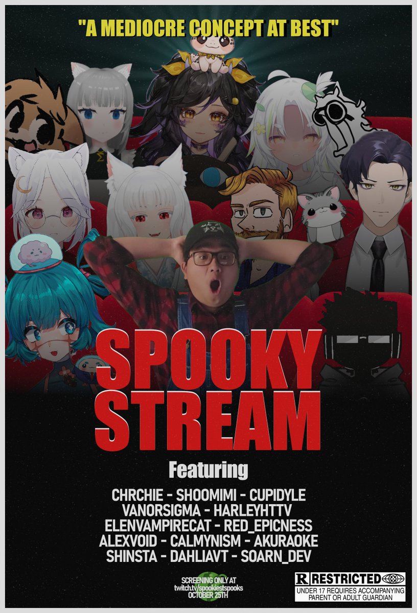 Howdy! I'm SpookiestSpooks, I'll be hosting a 100-follower Halloween special stream @ twitch.tv/spookiestspooks, we'll be having guest call-ins on, so make sure to swing by and say hi!