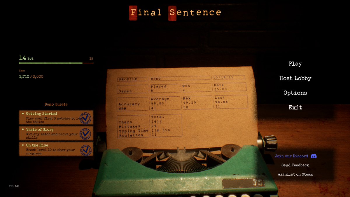 Ronyyyy_'s tweet image. #FinalSentence is a fun game. Too bad that I&apos;m suck at blind typing. (It&apos;s a Battle Royale, so unfortunately not has an offline mode)