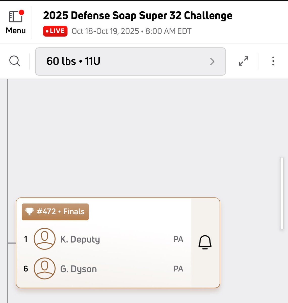 Not to be out done by some of our bigger Lions at #Super32…Koyhn Deputy matches his big brother <a href="/KooperDeputy66/">Kooper Deputy</a> Finals appearance and will be wrestling for a #Super32 title!! Great Job Koyhn!!