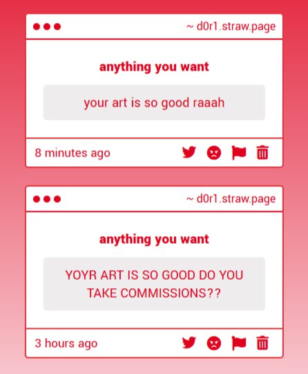 Hehe thank you! 

And about commissions, unfortunately no