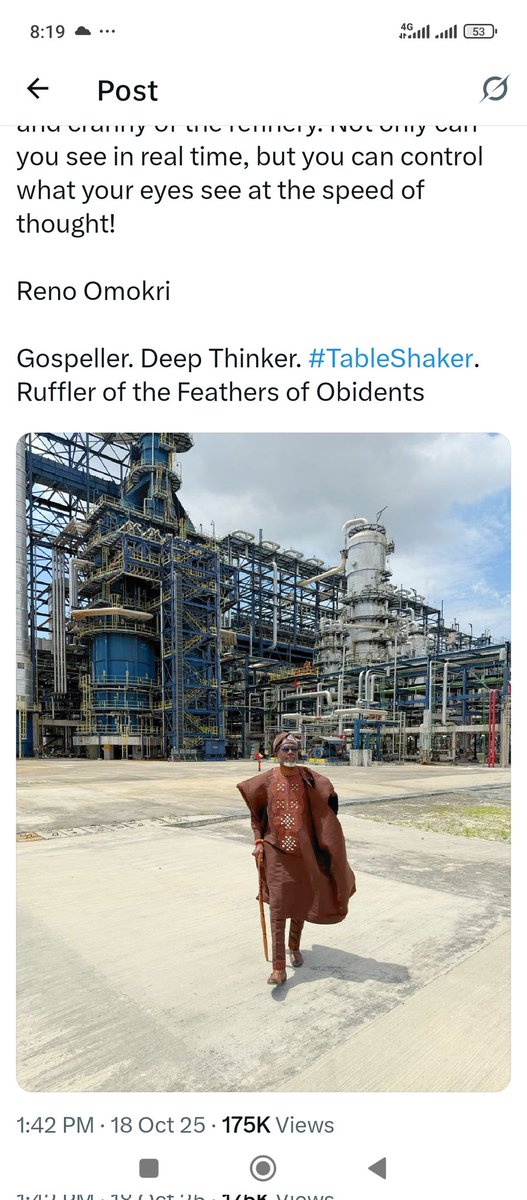 Modekakason's tweet image. Who brought this man to Dangote refinery? I hope he will not brag that he is Dangote&apos;s partner.  Political jobbers everywhere.

President na my sister brother 
@OjyOkpe @ruffydfire @ChidiOdinkalu