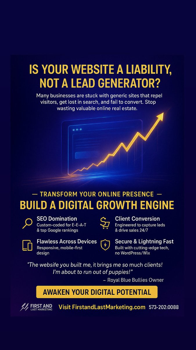 FirstAndLastM's tweet image. 🚀 Is your website working for you—or holding you back? Stop wasting online real estate. Build a growth engine that attracts, converts &amp;amp; dominates. 💪
✨SEO ⚡Fast ⚡Mobile 💰24/7 Leads
#DigitalMarketing #WebDesign #SEO #LeadGen #BusinessGrowth