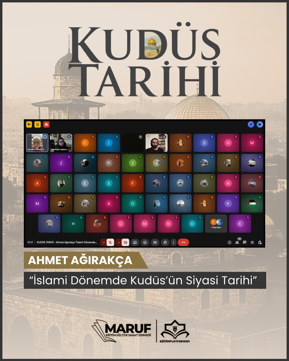 Kudüs Tarihi Programında ilk haftamız!

Ahmet Ağırakça ile “İslami Dönemde Kudüs’ün Siyasi Tarihi” konulu dersimizi gerçekleştirdik.

Başvuru ve detaylı bilgi için
forms.gle/WtdeDRpeZn1Xtf…