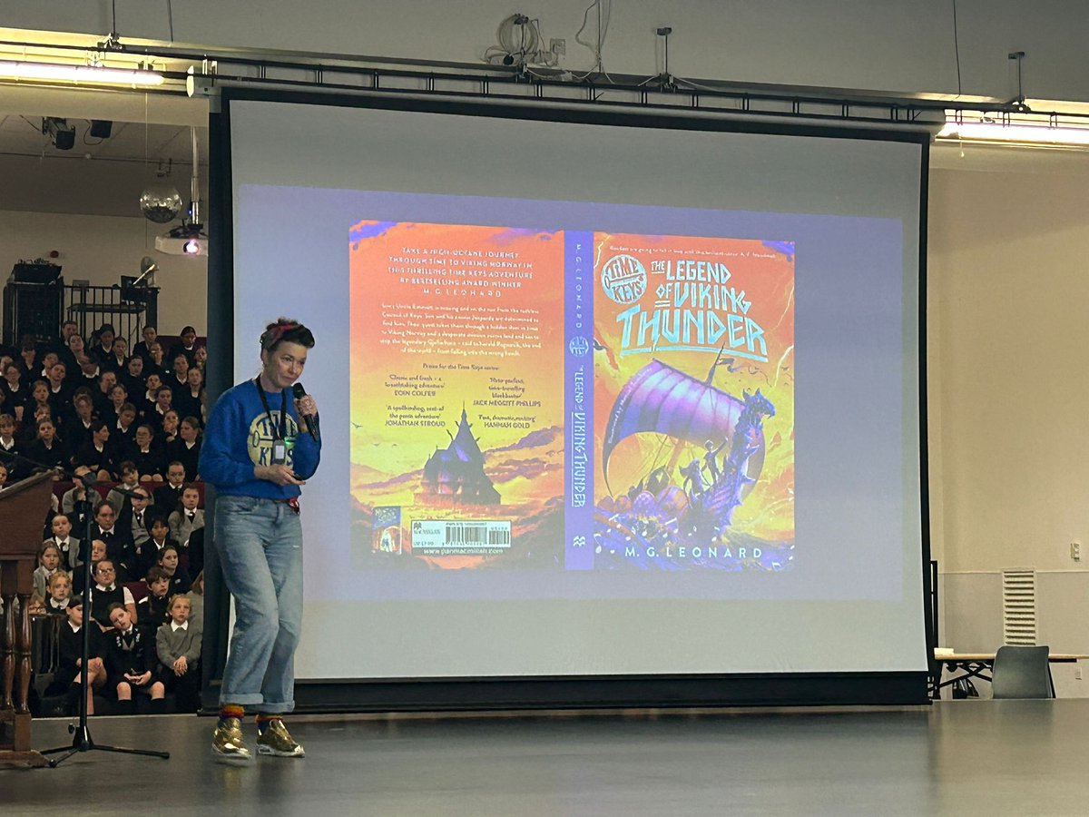 SACEngDept's tweet photo. Our Year 7s loved visiting @BHSAcademy and listening to @MGLnrd teach them all about her fantastic books, as well as Viking history. 
7J then went back to school and created their own Viking short stories, and peer assessed eachother's work. 
#readingmatters #authorvisit https://t.co/76qKCQKgqd