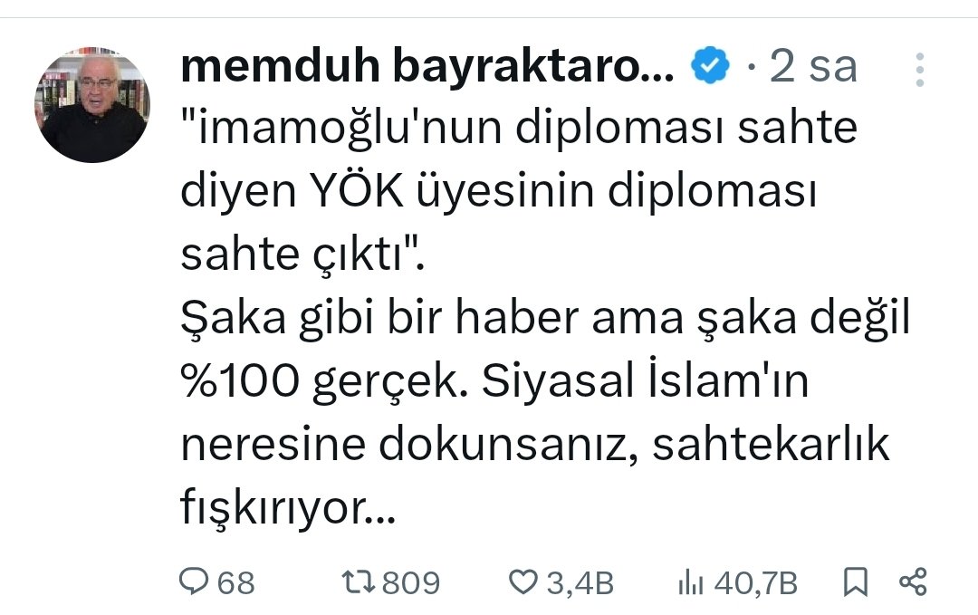 Bune lannn
İmamoğlu'nun diplomasına  sahte diyen YÖK üyesinin diploması sahte çıkmış..!
