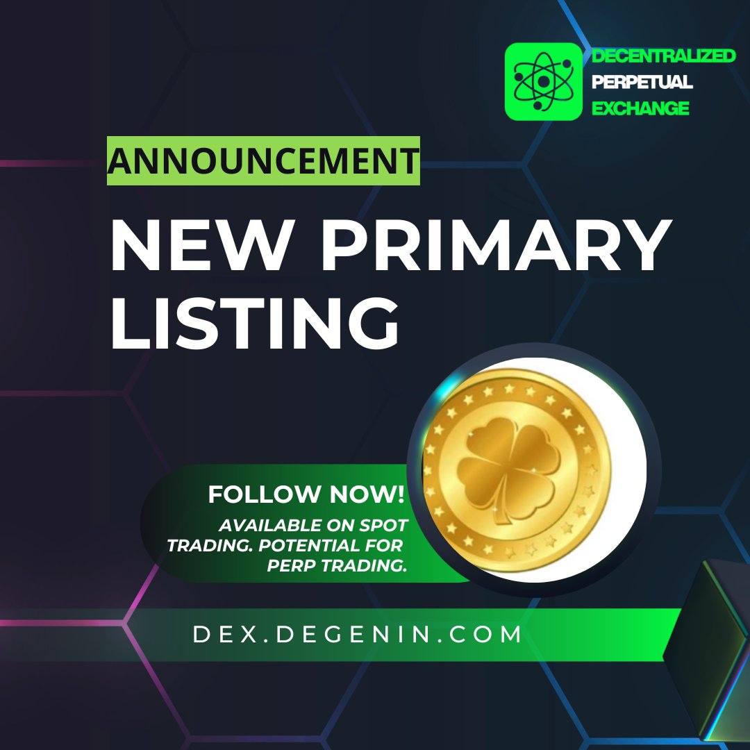 ⭐️Decentralized Perpetual Exchange is announcing exclusive primary listing for $Chance x.com/i/communities/…

✅Currently available on spot trading, with the potential to be listed on perpetual trading.

🔗Trade now: dex.degenin.com/spot/bsc/CHANC…
 $ETH $pDGN