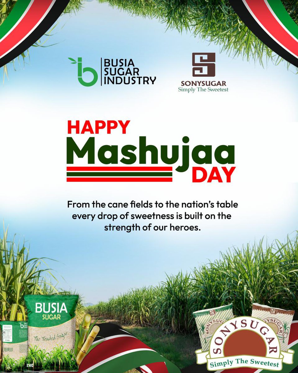 Happy #Mashujaday ! 🇰🇪
We honour the heroes who built our nation and those who keep it growing every day.
To our farmers, employees, and partners — you are our Mashujaa! 🌾
#BusiaSugar #SweeteningKenya #Proudlykenyan