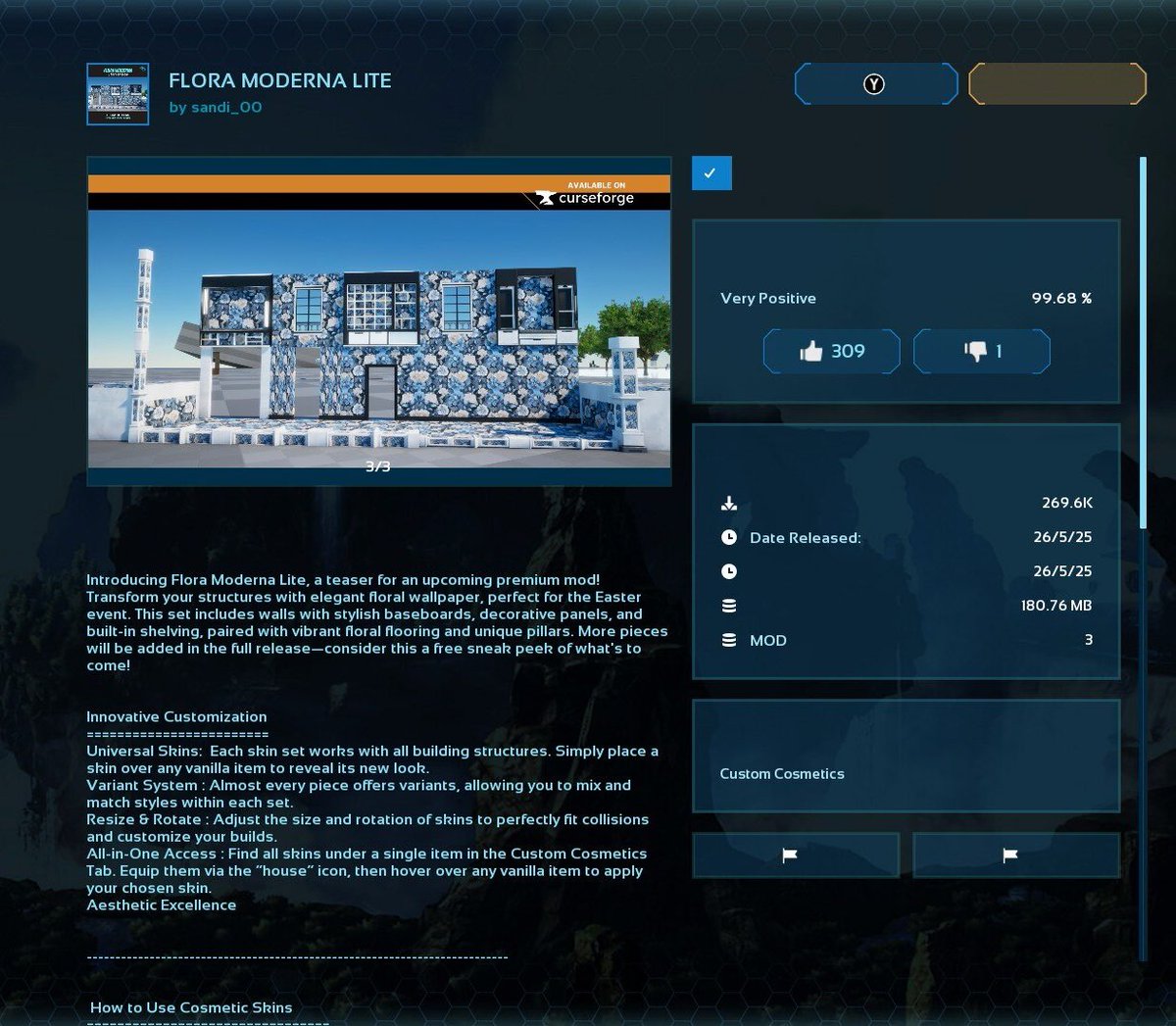 zondeeee730's tweet image. おはござ〜
せっかくなので私が作った拠点のMODを紹介!全て無料MOD!
1枚目これは壁の白と透明部分に使ったよ!
トライブタワーもかっこいいのがあるからおすすめ!
2枚目、柱をこのMODに!
花柄でおしゃれ!
3枚目、ステンドグラスはこのMODを貼ってサークルメニューから変更ができるよ!
おしゃれ😆
