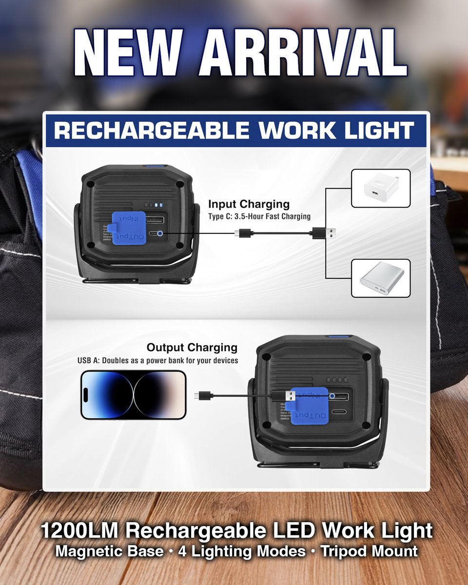 workpro_tools's tweet image. 🌟 Flood your garage, home or campsite with 1200LM bright light – rechargeable, rugged, and ready!
🛒 $24.99 👉 amazon.com/dp/B0F62PC5PB
🔋 Rechargeable
🔆 Spotlight/Floodlight/Red/Red Strobe
#workprotools #worklight #spotlight #floodlight #EDCgear #garagegear #amazonfinds