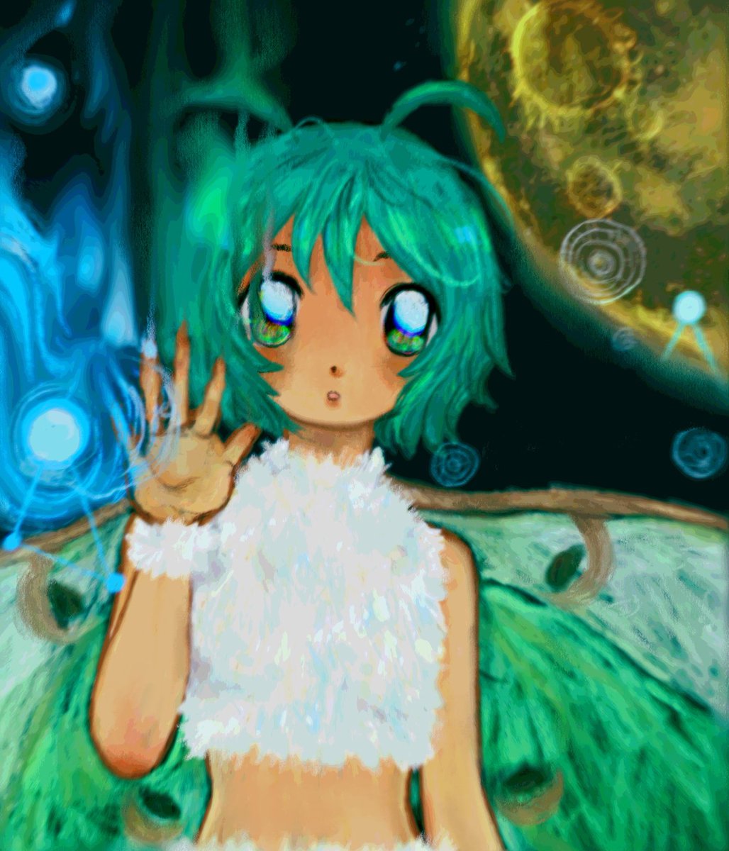 Moth girl painting by me