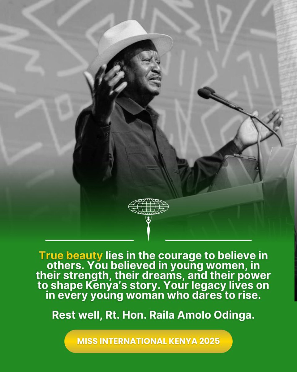 MissNonikariuki's tweet photo. By believing in the potential of young women, you gave hope to a nation. 
Rest peacefully, Right Honourable Raila Amolo Odinga
Former Prime Minister of Kenya 🇰🇪 
 🕯🕊🤍

#Kenya #Baba #RailaOdinga https://t.co/hKH08Rl2EH