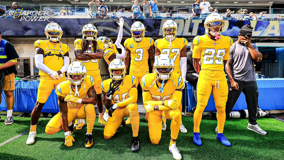 #Chargers uniforms today: