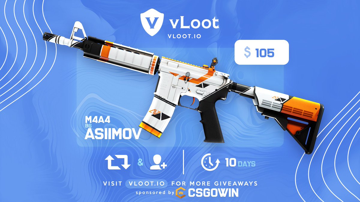 vloot_io's tweet image. CSGO / CS2 M4A4 Asiimov Giveaway (+$100) 🎁

✅ Follow @CSGOWincom &amp;amp; @vloot_io
✅ Like, Retweet and Tag 1 friend

Winner drawn in 10 days, good luck 🥰