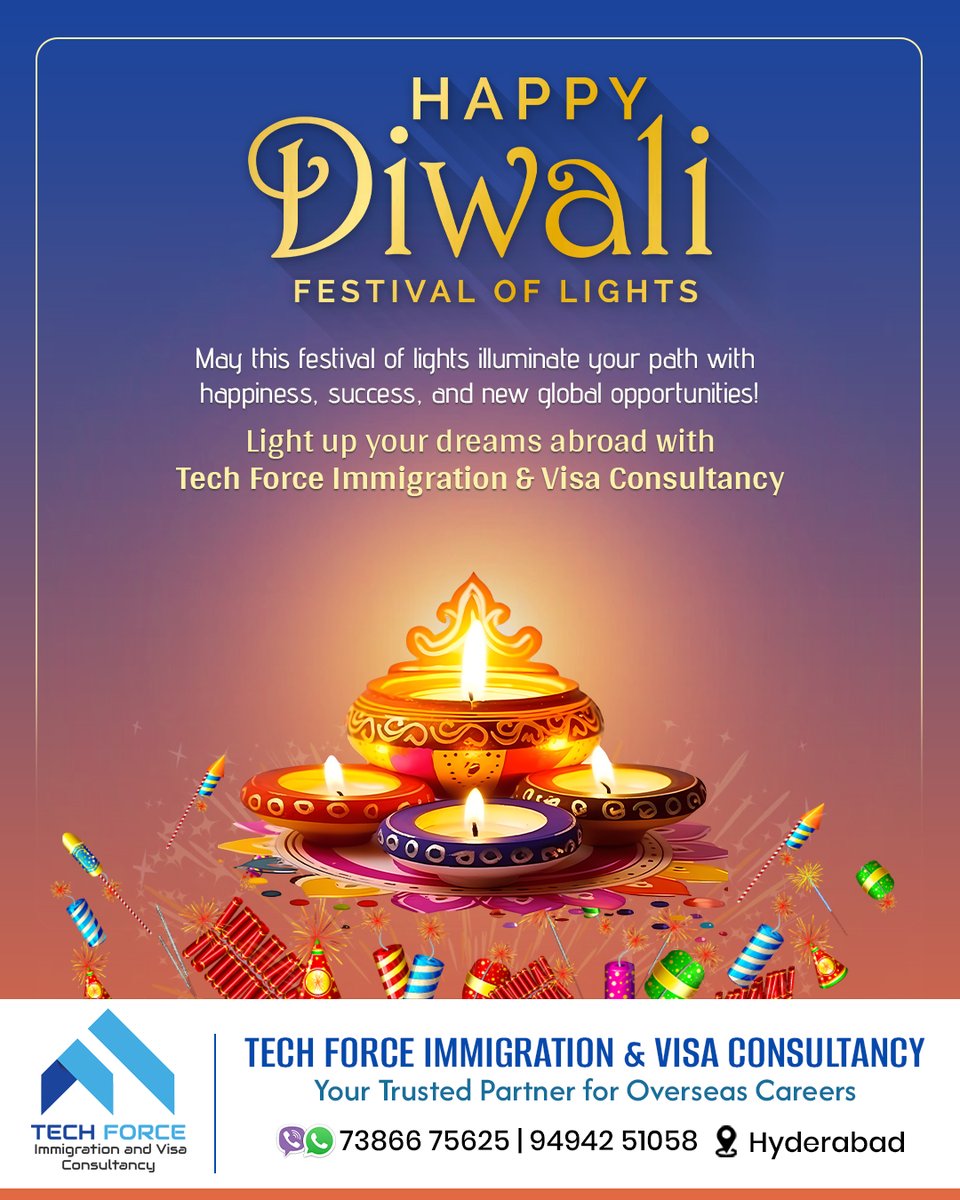 techforcevisa's tweet image. 𝐇𝐚𝐩𝐩𝐲 𝐃𝐢𝐰𝐚𝐥𝐢 𝐟𝐫𝐨𝐦 𝐓𝐞𝐜𝐡 𝐅𝐨𝐫𝐜𝐞 𝐈𝐦𝐦𝐢𝐠𝐫𝐚𝐭𝐢𝐨𝐧 &amp;amp; 𝐕𝐢𝐬𝐚 𝐂𝐨𝐧𝐬𝐮𝐥𝐭𝐚𝐧𝐜𝐲! 

May this Festival of Lights brighten your path with happiness, prosperity, and endless global opportunities 

#HappyDiwali #FestivalOfLights #TechForceImmigration