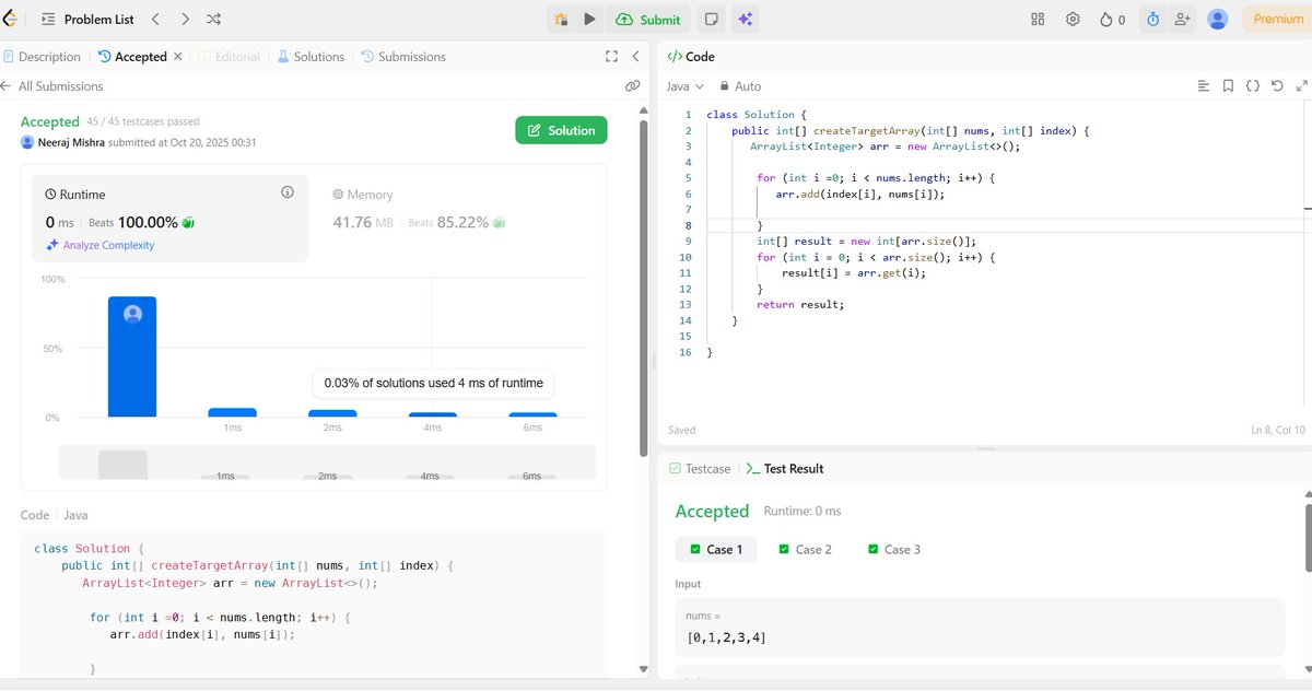 NeerajMishr12's tweet image. 🚀 Day 22/100 – DSA & React 💻
Festive vibes 🎉, but still grinding! 💪
✅ DSA: 2 LeetCode problems (Sqrt(x) & array from indexes) + wrapped Binary Search 🔍
✅ React: Dived into styling & UI tweaks 🎨✨
Trying my best and all! 🚀
#100DaysOfCode #Day22 #BuildInPublic