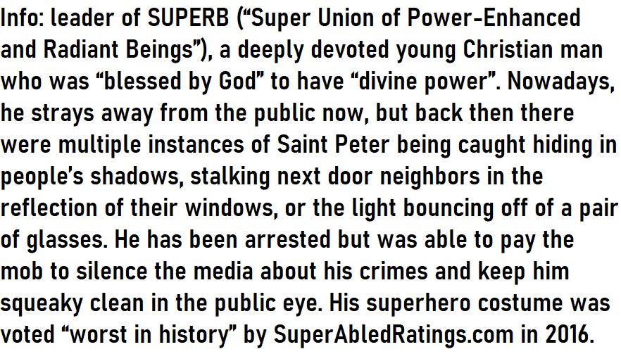 SadBulldogYT's tweet image. Saint Peter

Power: Can walk within reflections, light, and darkness.

Crimes: stalking, sexual harassment, endorsing suicide, religious conspiracy

#oc #timeline